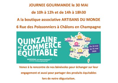 Journée Gourmande 30 Mai à la Boutique associative